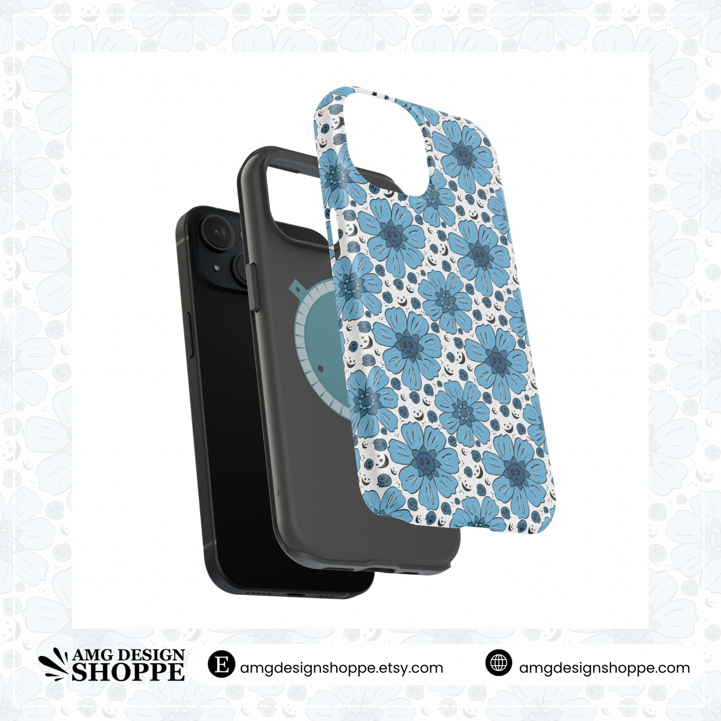 Floral Magnetic Tough Phone Case - Stylish Flower Design, Durable Protection, Gift for Teens, Mothers Day, Summer Vibe, Eco-friendly