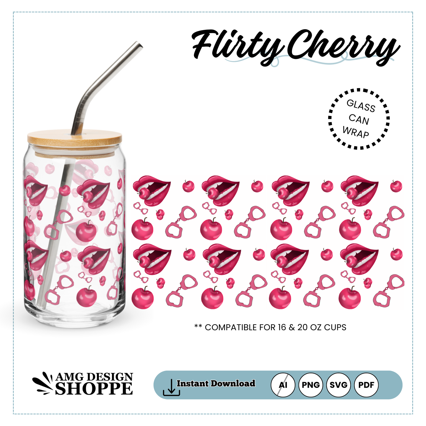 Flirty Cherry - Glass Can Wrap