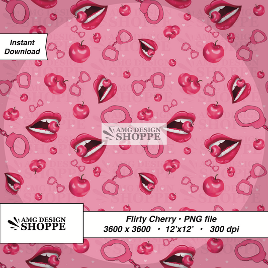 Flirty Cherry Seamless Pattern (Surface Pattern Design)