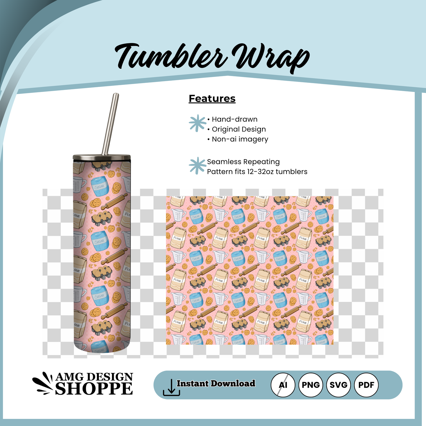 Baking Cookies Themed Tumbler Wrap