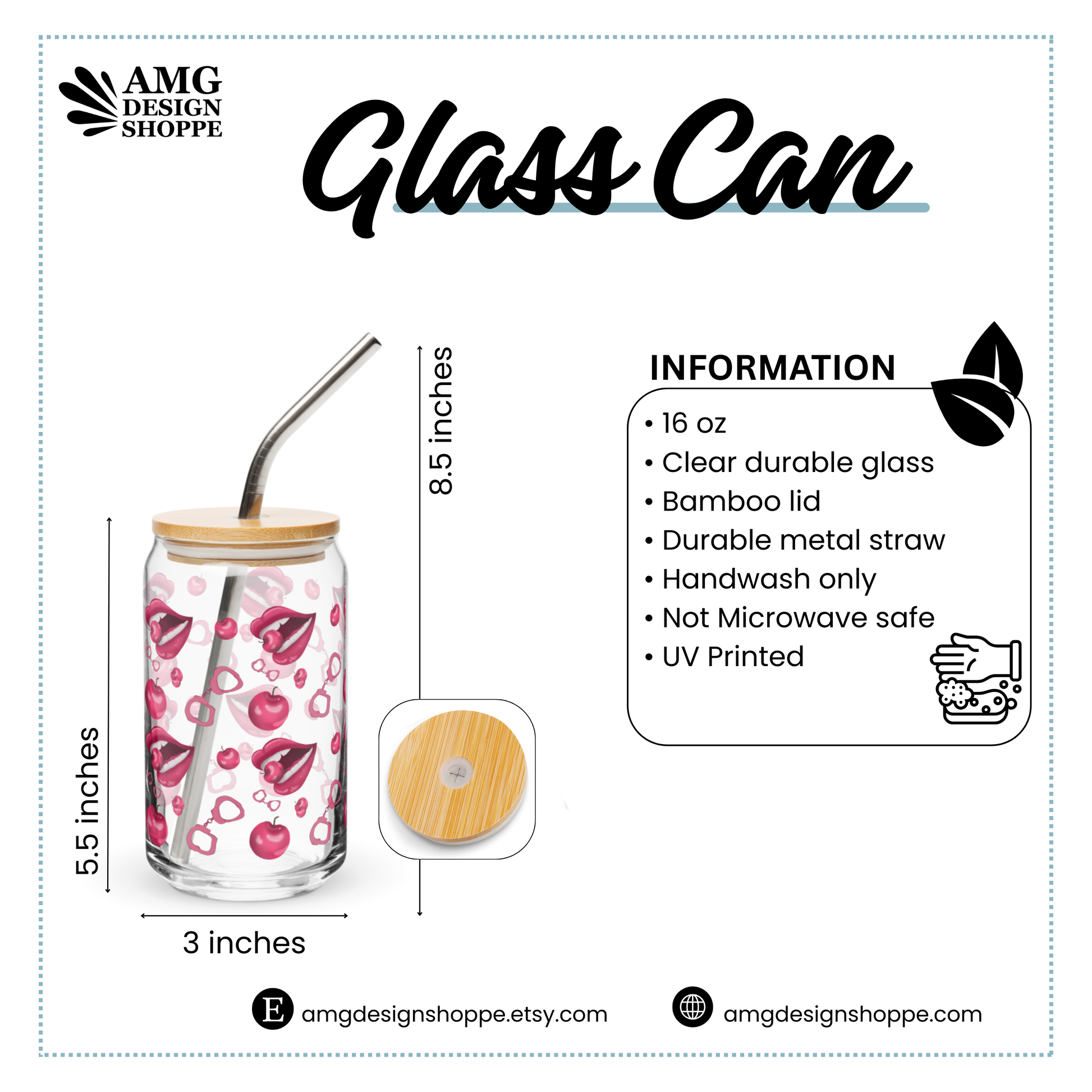 Flirty Cherry Can-shaped glass