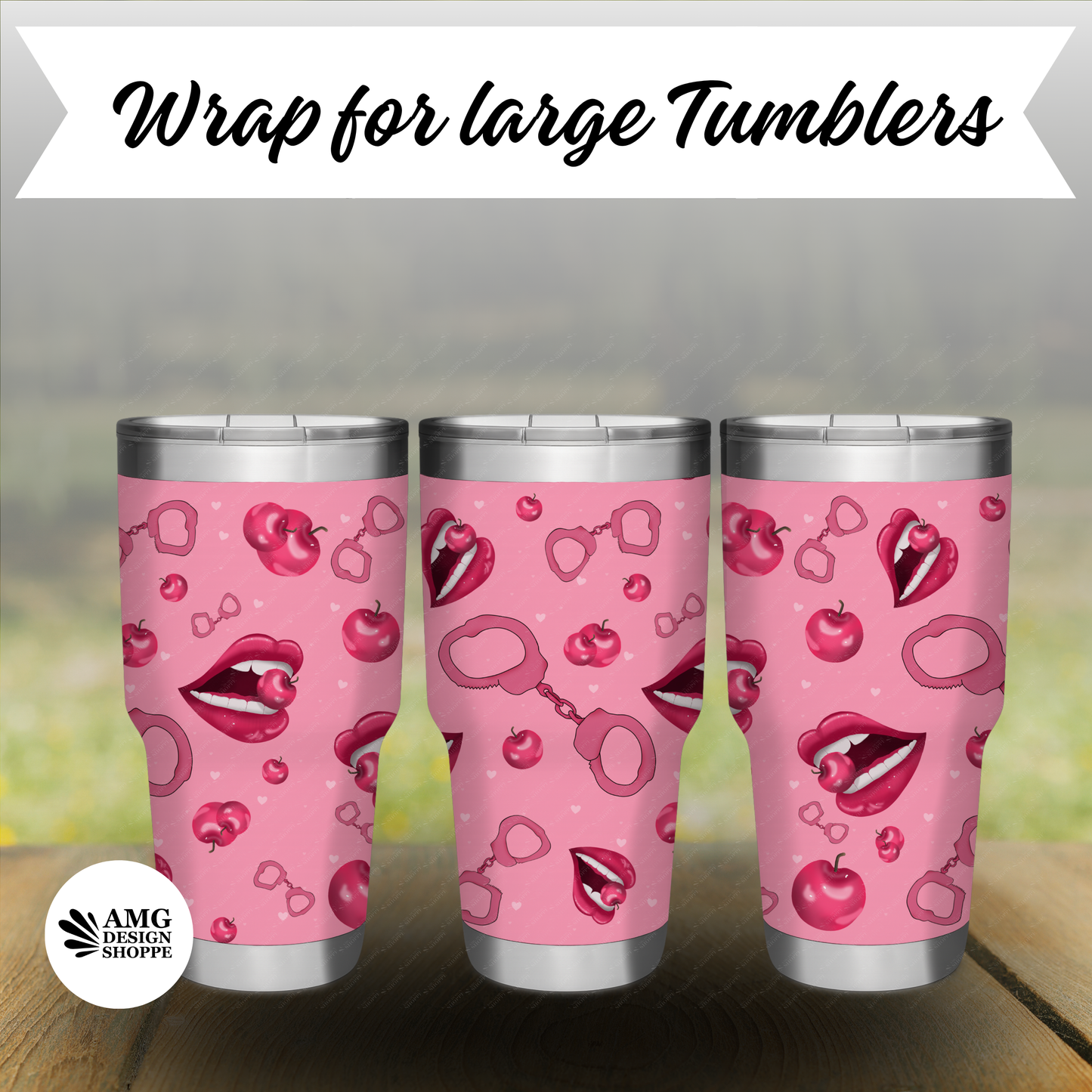 Sexy Pink Lips & Cherries Tumbler Wrap