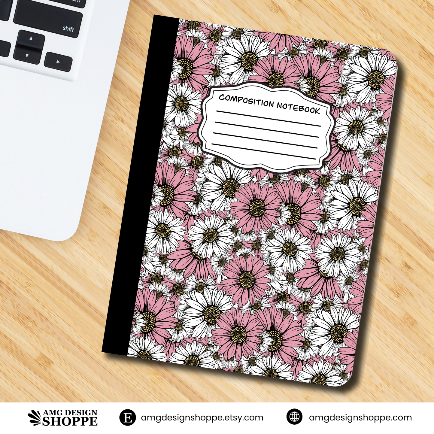 Pink & White Flowers (Composition Notebook)