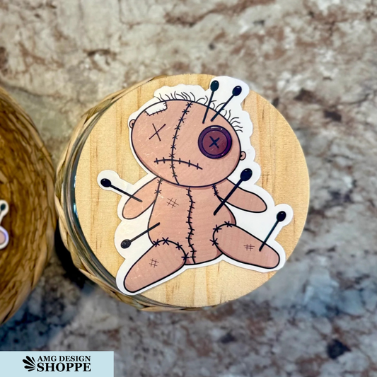 Cute Sitting Voodoo Doll (Sticker)