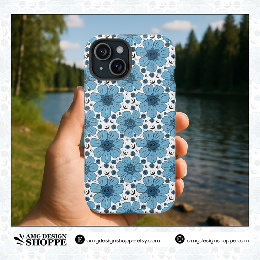 Floral Magnetic Tough Phone Case - Stylish Flower Design, Durable Protection, Gift for Teens, Mothers Day, Summer Vibe, Eco-friendly