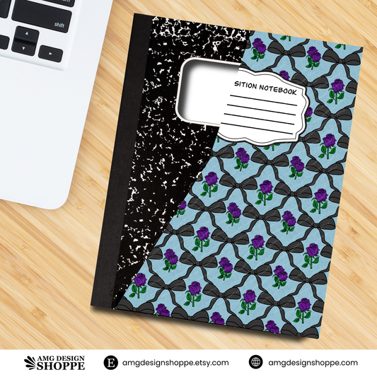 Black Bow & Purple Roses (Composition Notebook)