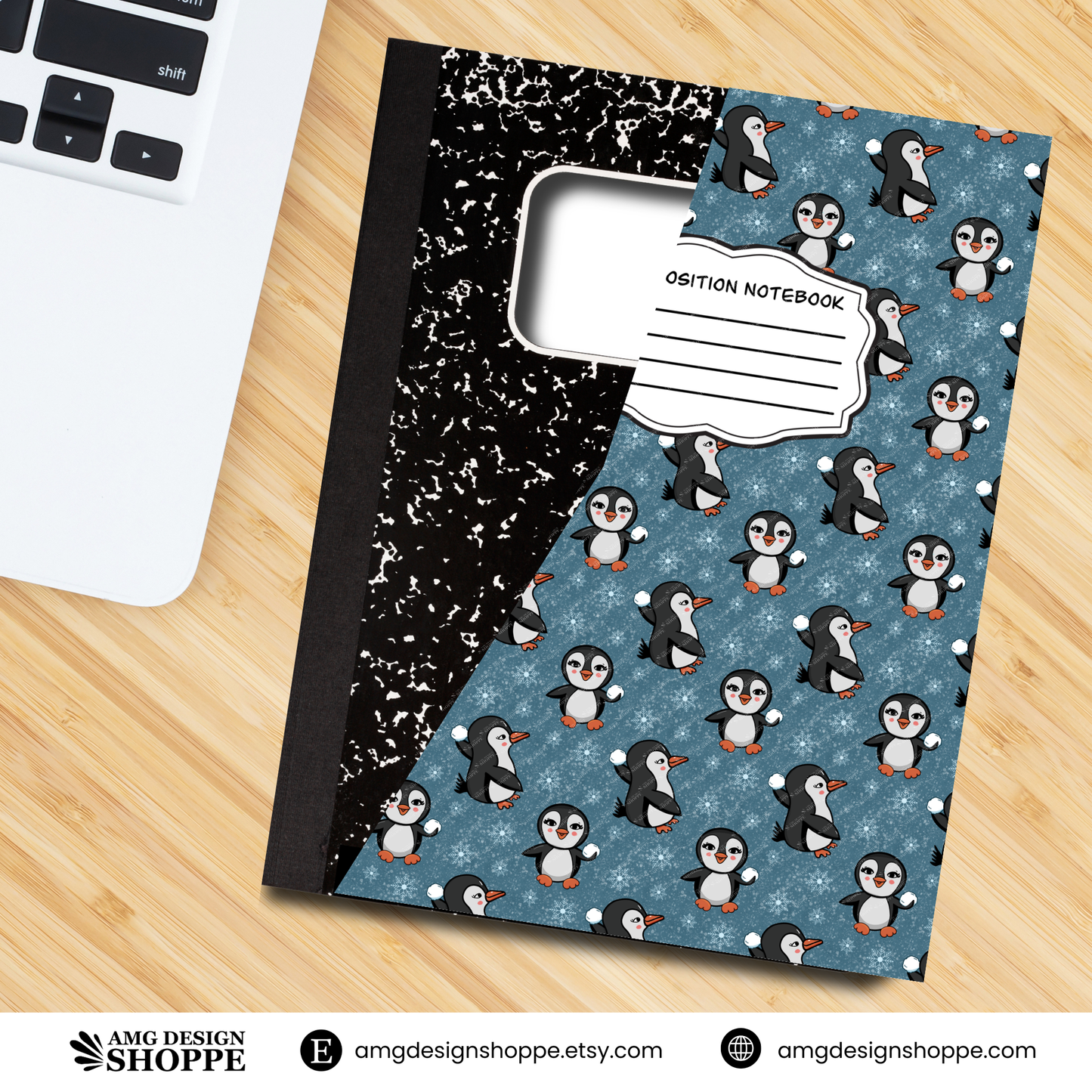 Penguin Snowball Fight (Composition Notebook)