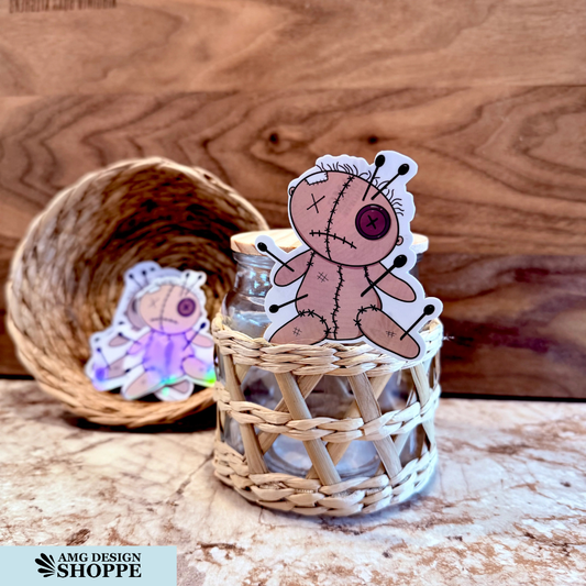 Cute Sitting Voodoo Doll (Sticker)