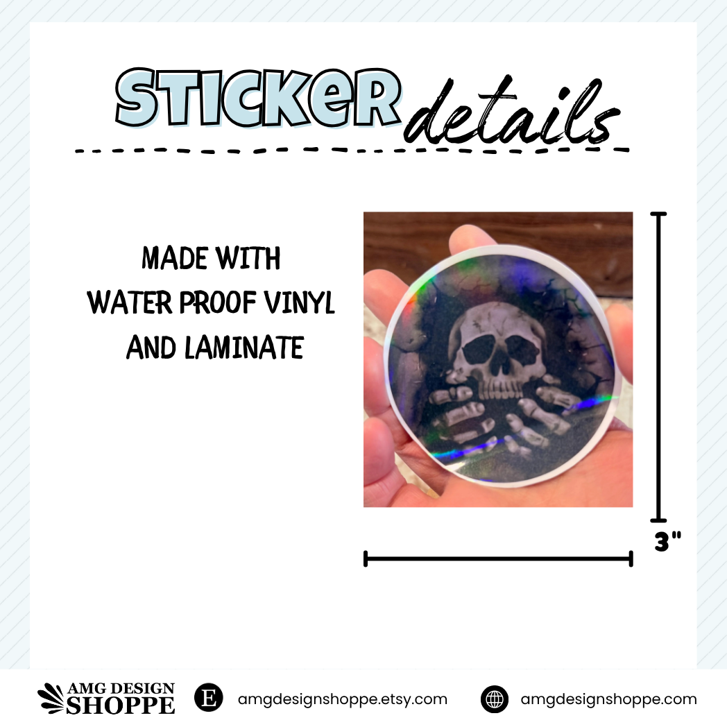 Realistic Skull Break Through Wall (Sticker)