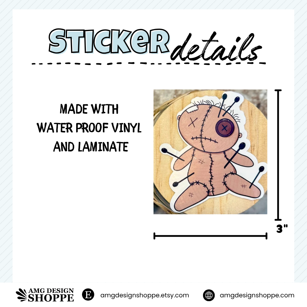 Cute Sitting Voodoo Doll (Sticker)