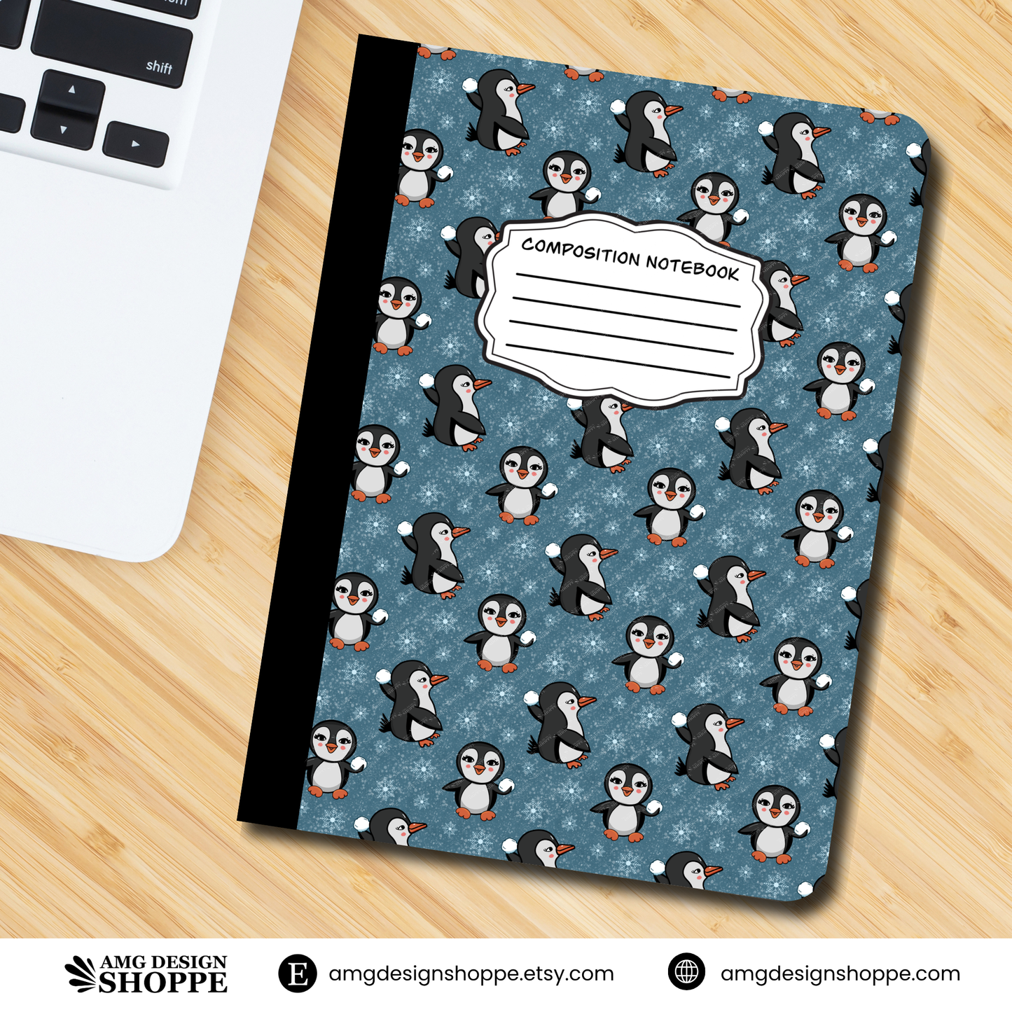 Penguin Snowball Fight (Composition Notebook)