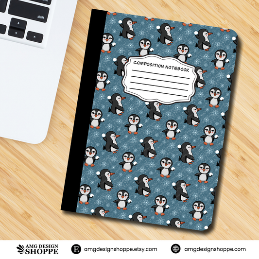 Penguin Snowball Fight (Composition Notebook)
