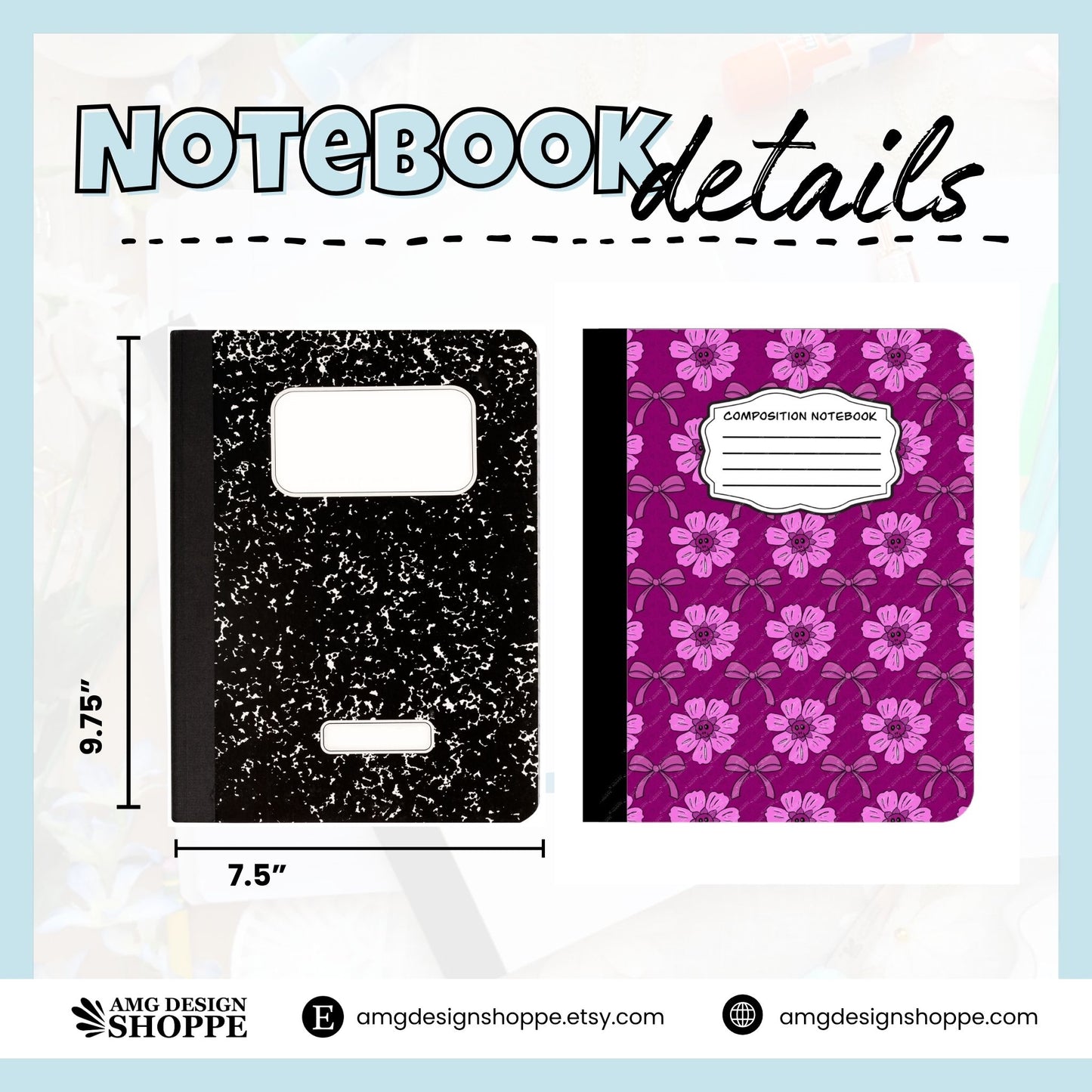 Pink Y2K Skull Flowers (Composition Notebook)