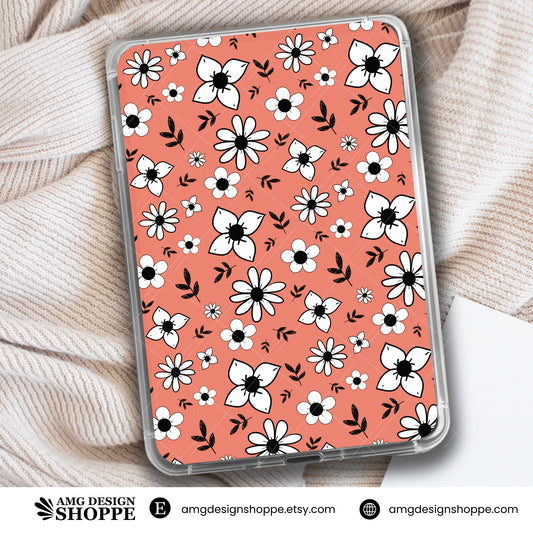 Peach doodle flowers- Kindle Insert