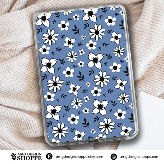 Blue doodle flowers- Kindle Insert