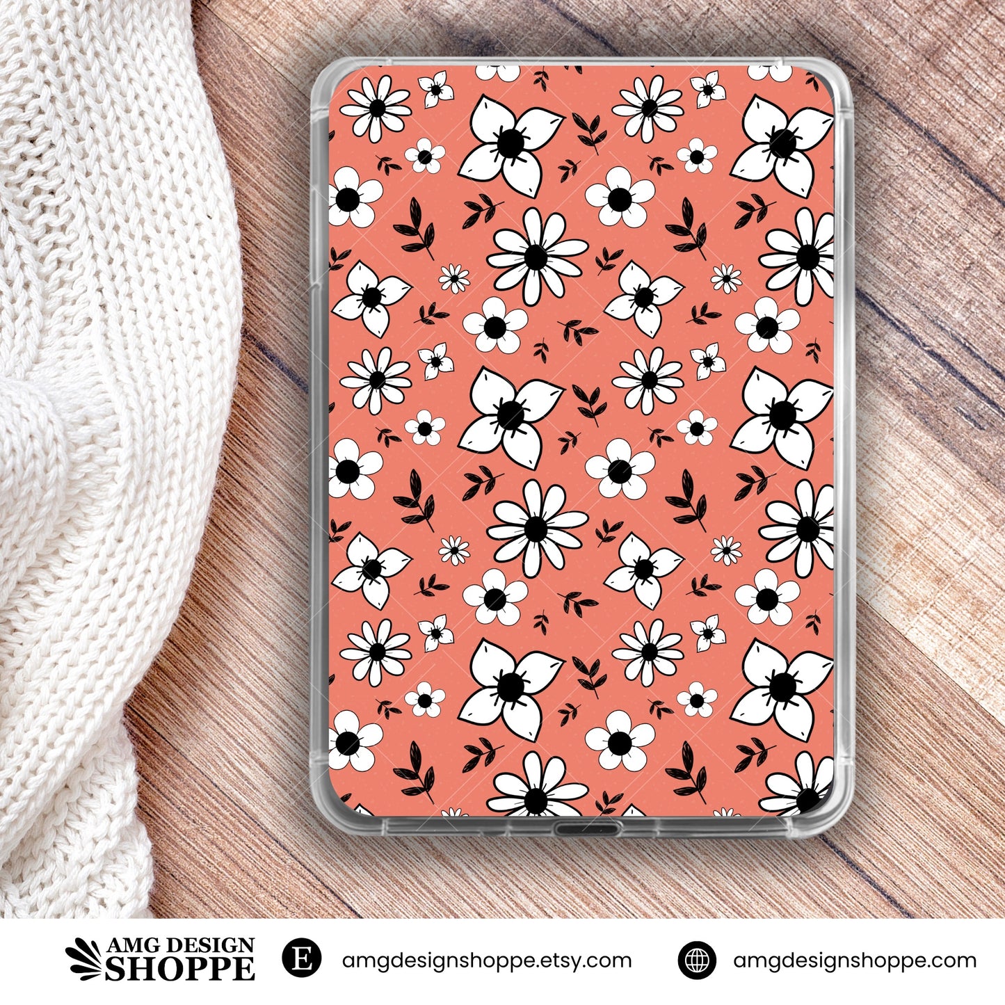 Doodled Flowers - warm background - kindle insert (Printable)