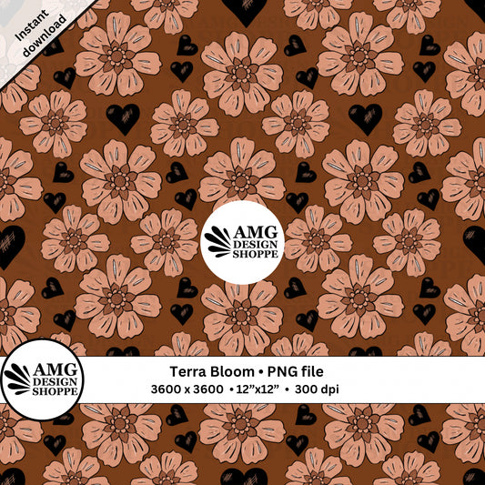 Terracotta Blush Blossoms (Surface Pattern Design)