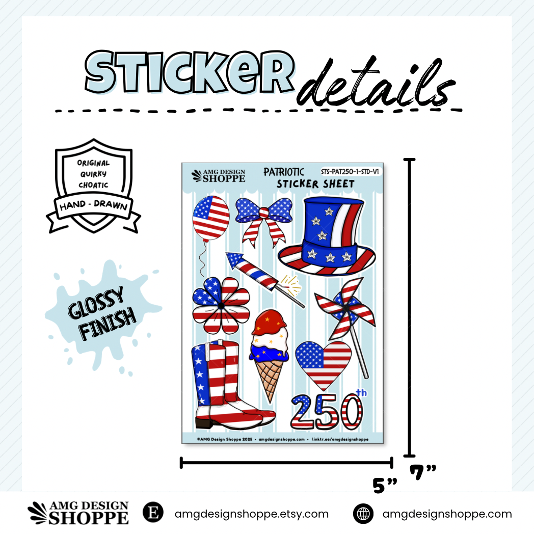Red, White & Blue US Summertime (Sticker Sheet)